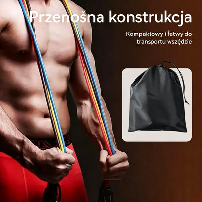 💪13-częściowy zestaw taśm oporowych z rączkami do treningów domowych