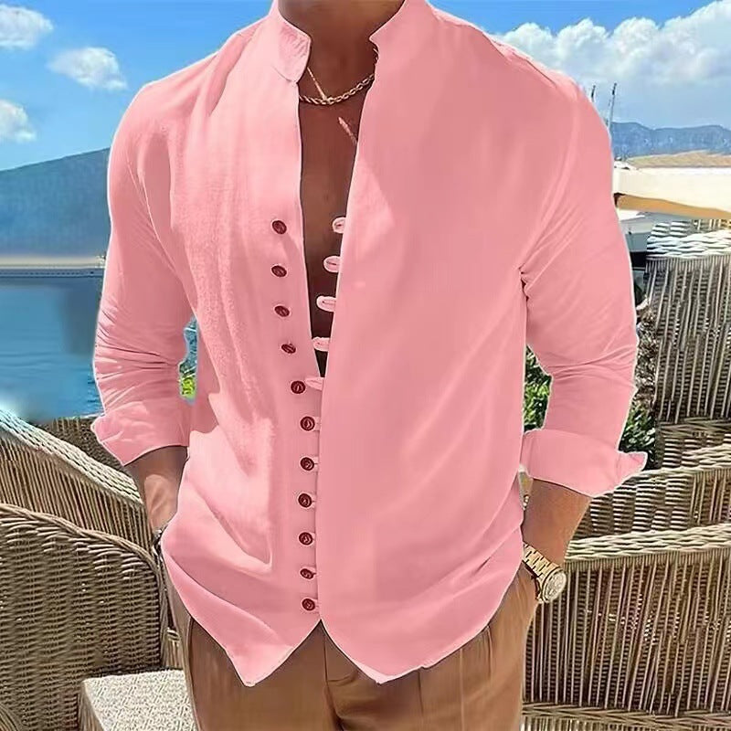 👔✨[S-3XL] Camisa de algodón con botones para hombre nueva de verano, adecuada para vacaciones, vida diaria y trabajo.