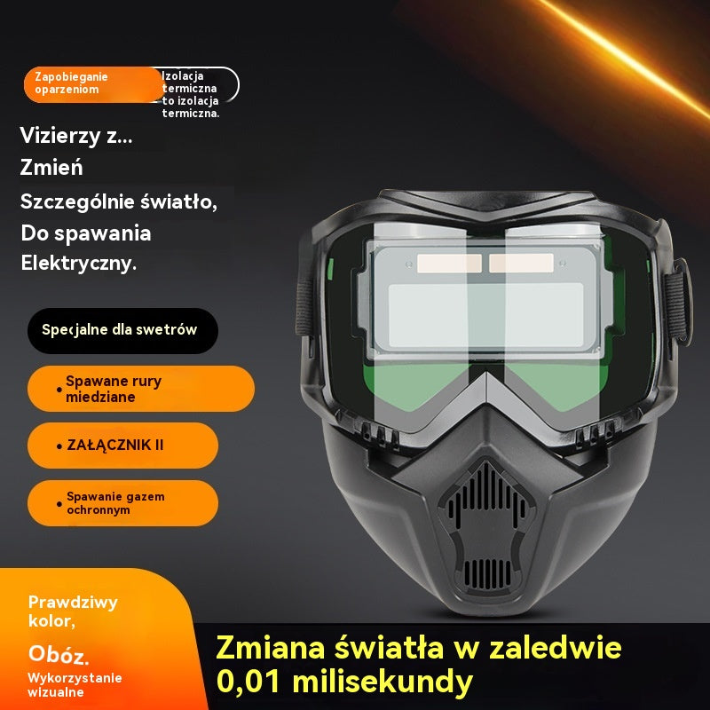 🔥【Zniżka 50%】😎W pełni automatyczny hełm spawalniczy z funkcją zmiany światła, mocowany na głowie, wygodna, przewietrzająca i odporna na parowanie.