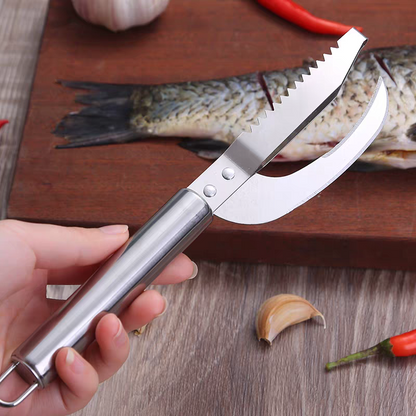 🍲🐟【Ofertă de 2 bucăți】 Cuțit multifuncțional din oțel inoxidabil pentru răzuire eficientă a solzilor de pește