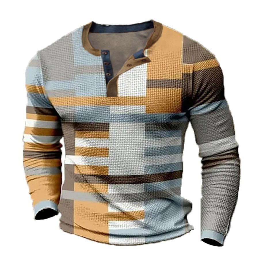 ✨👔50% de descuento en polos estampados de manga larga para hombre [S-4XL]