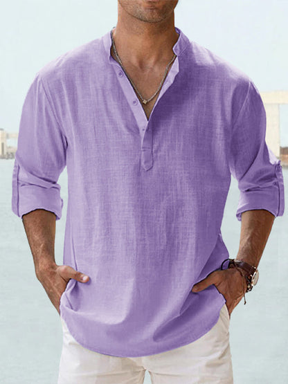 🤩✨【S-5XL】Camisa de manga larga para hombre, material de algodón y lino.