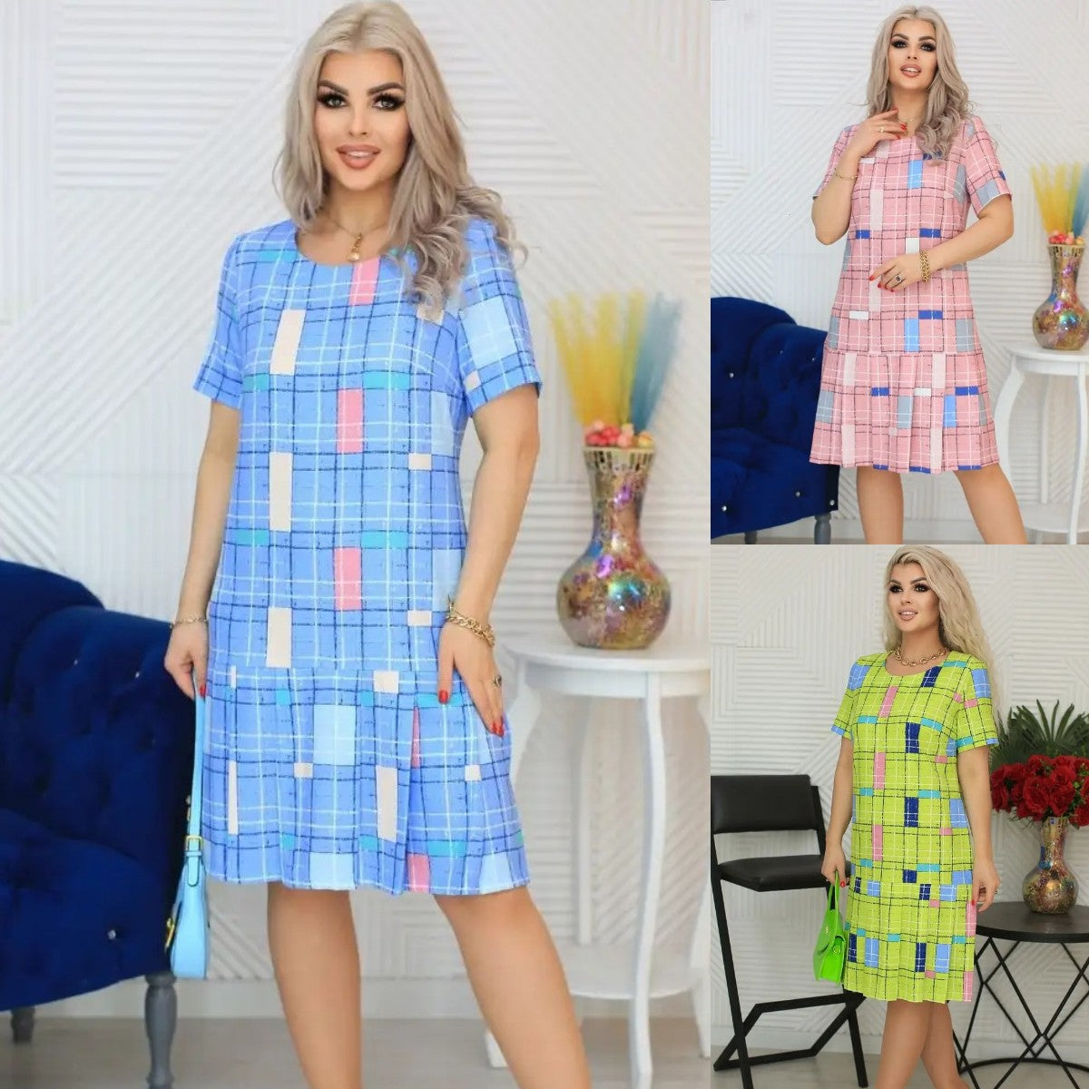 💓【S-5XL】Rochie plisată la modă de înaltă calitate 3919647