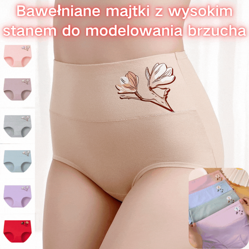 💖Ostatni dzień 50% zniżki – 【Kup 7, otrzymaj 7 gratis】Bawełniane majtki z wysokim stanem modelujące brzuch