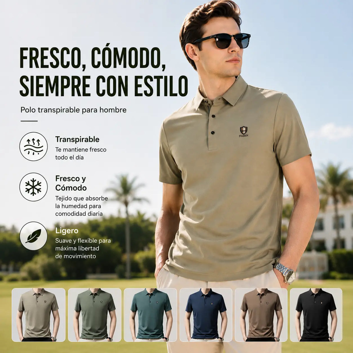 【M-4XL】Verano 2026 Nuevo polo casual con solapa de media manga de seda helada