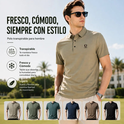 【M-4XL】Verano 2026 Nuevo polo casual con solapa de media manga de seda helada