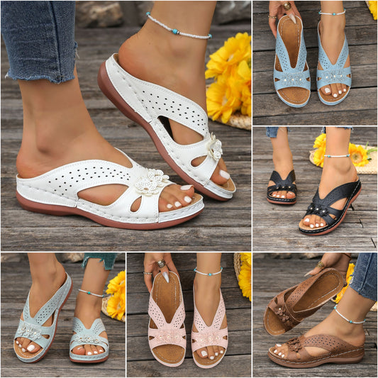 😍【50% OFF】[36-43] Papuci casual din piele pentru femei, cu talpă de cauciuc, pentru o experiență confortabilă de mers