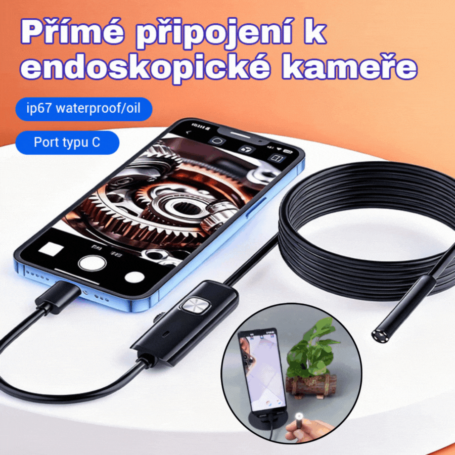 📱Zcela nový 7mm průmyslový endoskop s přímým připojením kamery typu C, kompatibilní s telefony Android (voděodolný endoskop)