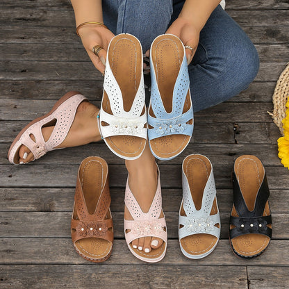 😍【50% OFF】[36-43] Papuci casual din piele pentru femei, cu talpă de cauciuc, pentru o experiență confortabilă de mers