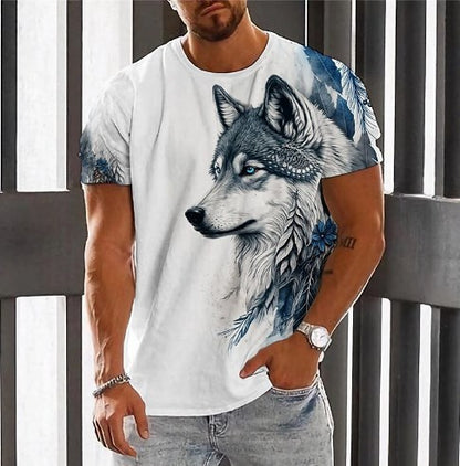 💥👕【M-6XL】🌹🏆Ljetni novi proizvod 2026. - Muška majica kratkih rukava s printom vukova - Pamuk ugodan za kožu, mekan i prozračan