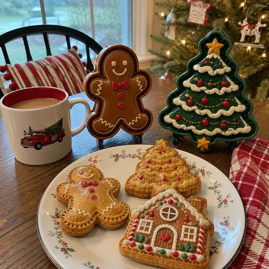⌛【1 juego 3 piezas】 🥧🎄Colección de mini moldes para pasteles navideños con 9 diseños | Moldes reutilizables con relieve para dar forma a pasteles navideños detallados con forma de Papá Noel, muñeco de nieve, reno y árbol de Navidad⛄