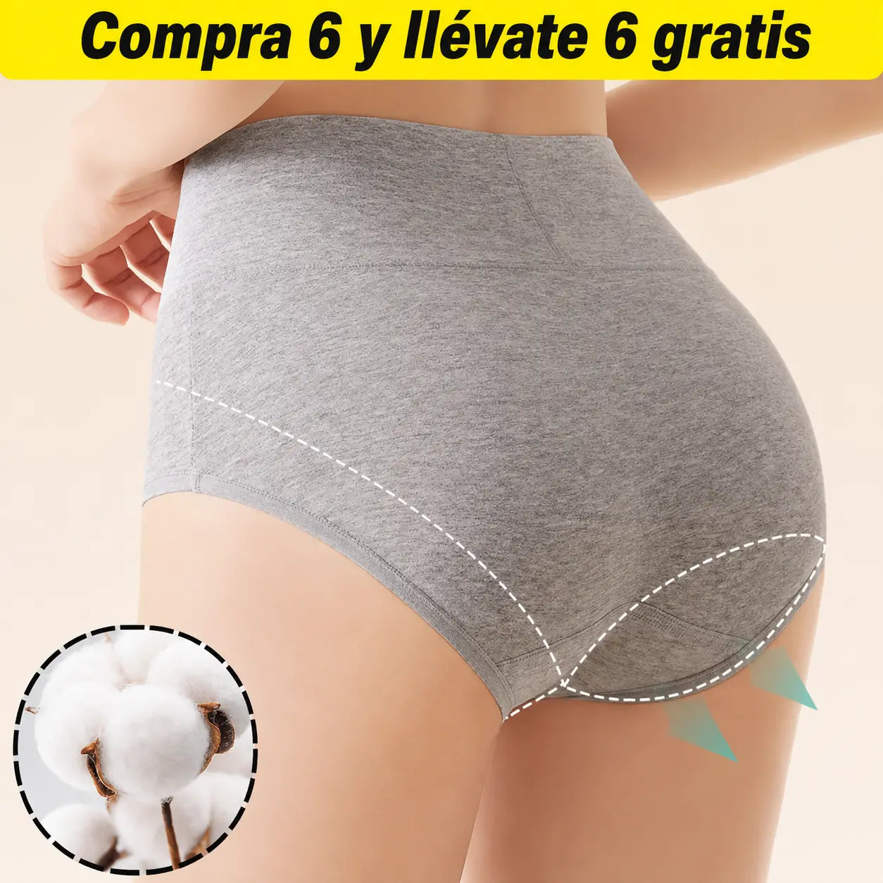 🔥【Conjunto de 6 piezas】--- 23€ 💖Último día 50% de descuento--Faja de talle alto de algodón de alta calidad que realza los glúteos✨️ (45-105 kg)