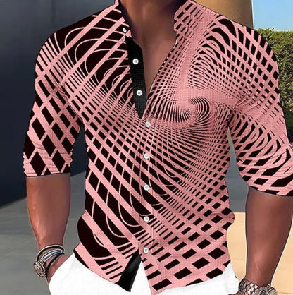 👔【S-6XL】Męska bawełniana koszula z nadrukiem-3648369