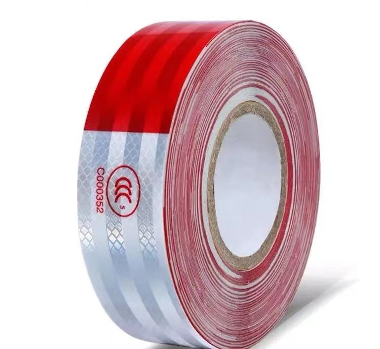 🔥【Rabat 50%】✨【50mm*45m】 Czerwone i białe naklejki odblaskowe, paski odblaskowe do ciężarówek