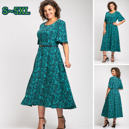 💖👗[S-5XL]🌹 2025 rochie confortabilă din bumbac largi de mărime mare, cu centură mică, potrivită pentru vacanță