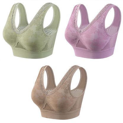 😍❤️Plus Size 40-120 kg【3 ks】✨Dámska čipkovaná podprsenka s vysokou oporou a kosticami