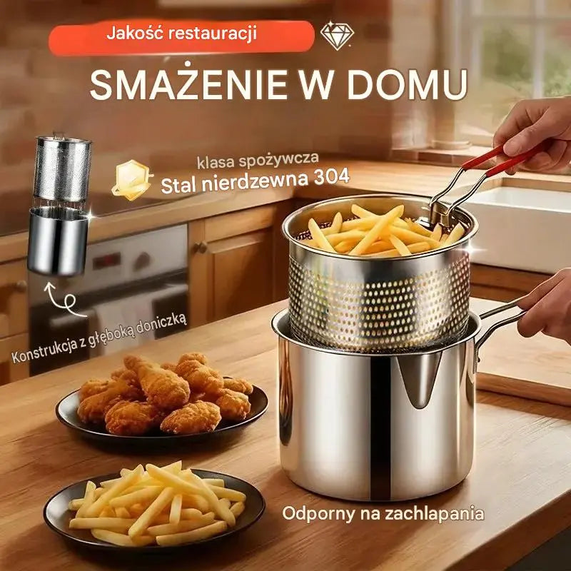 🔥【Zestaw dwuczęściowy: garnek + sitko】 119 zł 🎁 Wielofunkcyjna frytkownica ze stali nierdzewnej 304 🔥Ostatni dzień specjalnej promocji, oszczędź 49%!