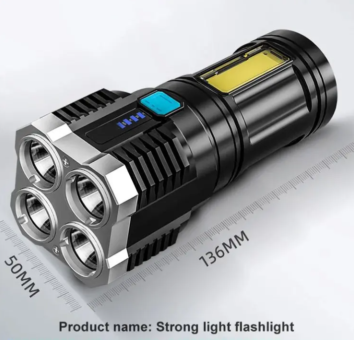 【Κορυφαίες πωλήσεις】 Επαναφορτιζόμενος φακός USB Four Eyes Glare--3634677