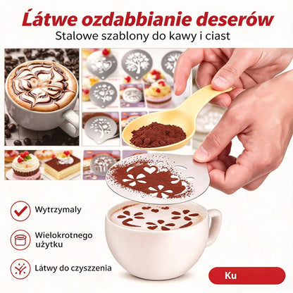 🔥☕ Szablon ze stali nierdzewnej do kawy, do sztuki latte