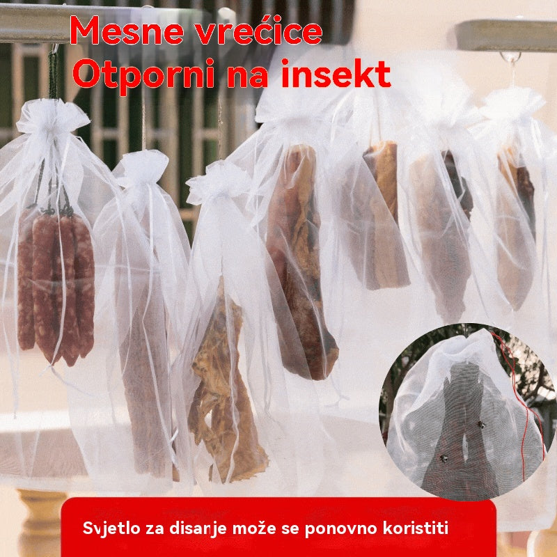🔥Vruća prodaja【20 kom】🐷🐮🍖Posebna vrećica od gaze za sušenje svinjskog mesa za zaštitu od insekata i ptica