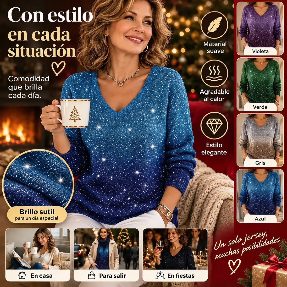 👚👚Nuevo suéter de manga larga con cuello en V para mujer, otoño/invierno 2026
