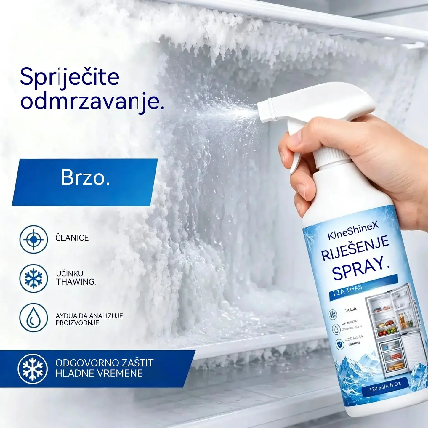 🔥【2 boce za samo 25 eura】❄️ Novi sprej za odmrzavanje iz 2026. 🧡 Brzo uklanja mraz iz hladnjaka