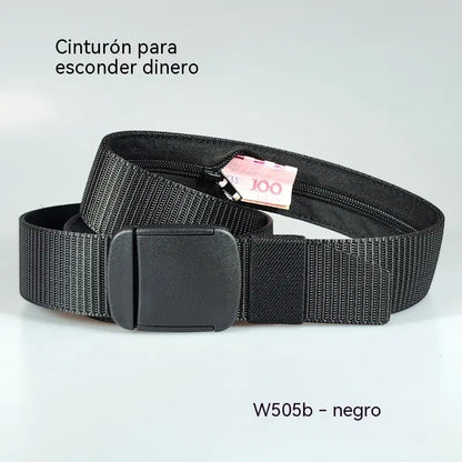 🔥【Longitud： 130 cm】Cinturón de viaje táctico con bolsillo oculto para dinero