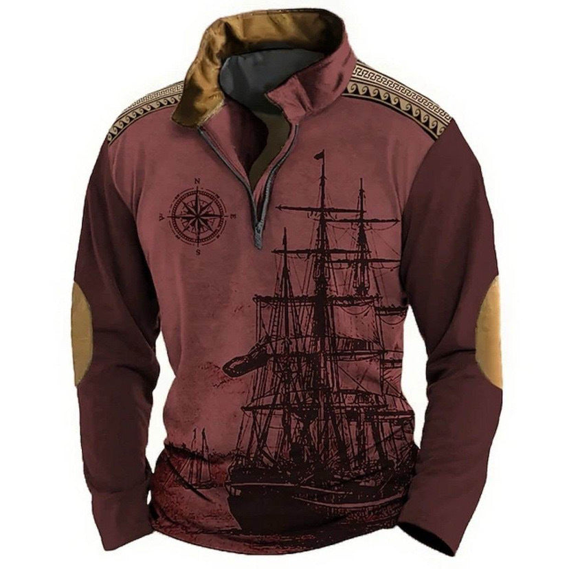 【XS-5XL】🔥Časovo obmedzená ponuka: zľava 48%🔥 Pánske polo tričko s vysokým golierom a motívom plachetnice, nový štýl 2026, mäkké a pohodlné