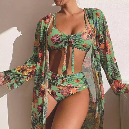 👙☀️【Kúp 1 a získaj 1】【S-2XL】 Nová trojdielna súprava šatkových plaviek 2024