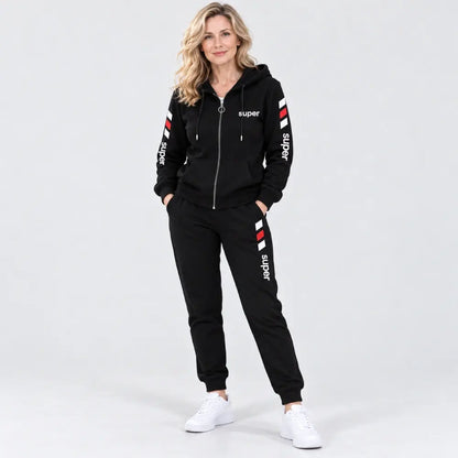 【M-4XL】Damowy zestaw sportowy casual dla mam – bluza z kapturem, modny i wygodny na co dzień
