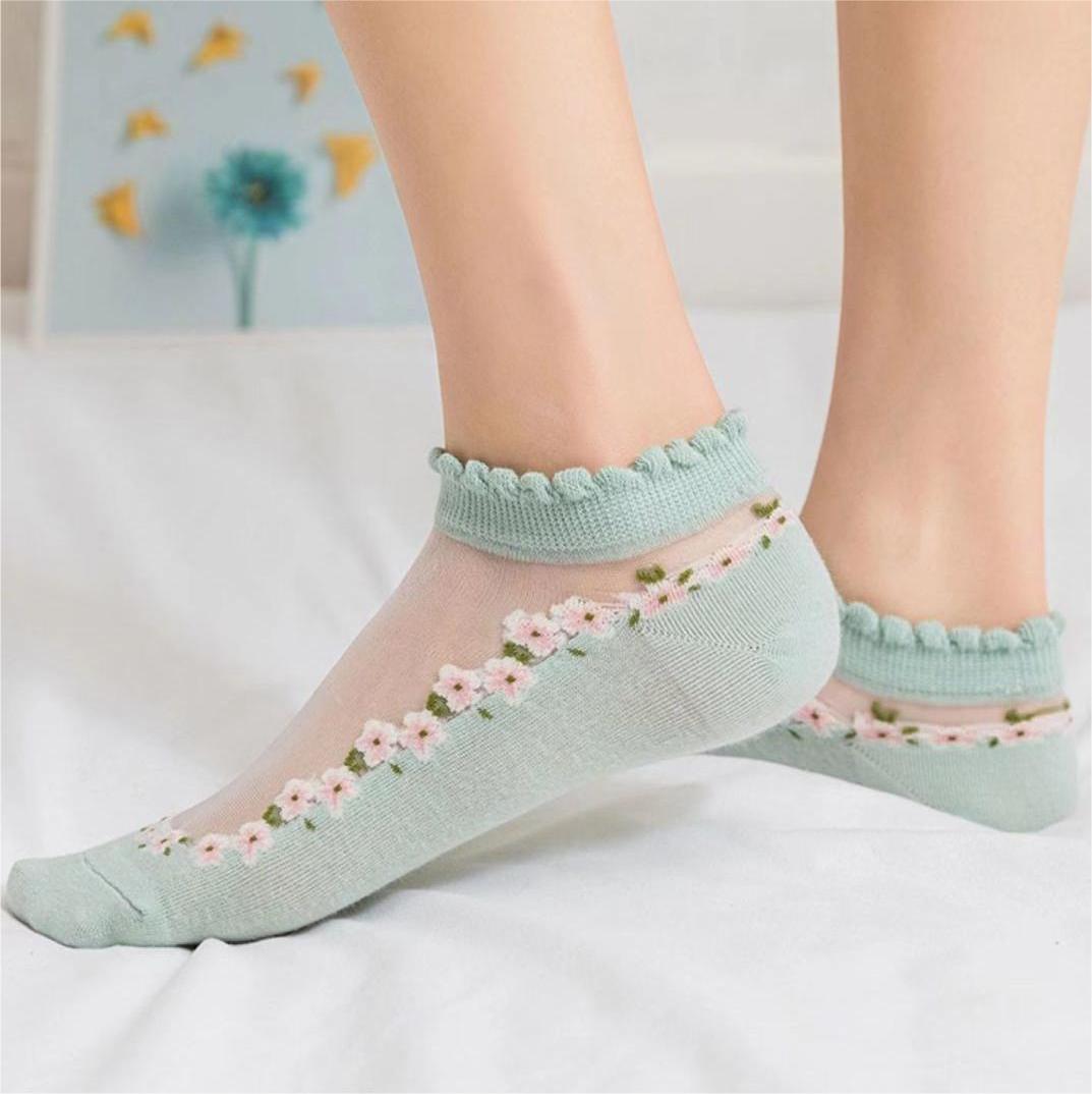 🔥Éxito de Ventas 【Descuento 50%】💐📢【7 pares en un juego】 – ideales para todo el verano, calcetines florales transpirables de verano