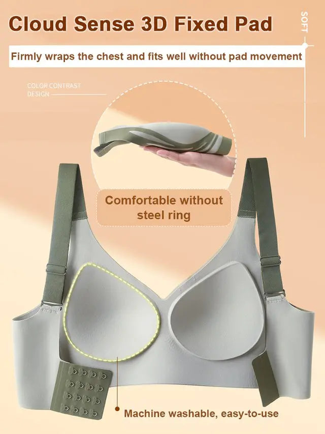 【50%OFF】😍【Paquete de 4】Sujetador de una pieza sin aros para mujer❤️【40-85 kg】