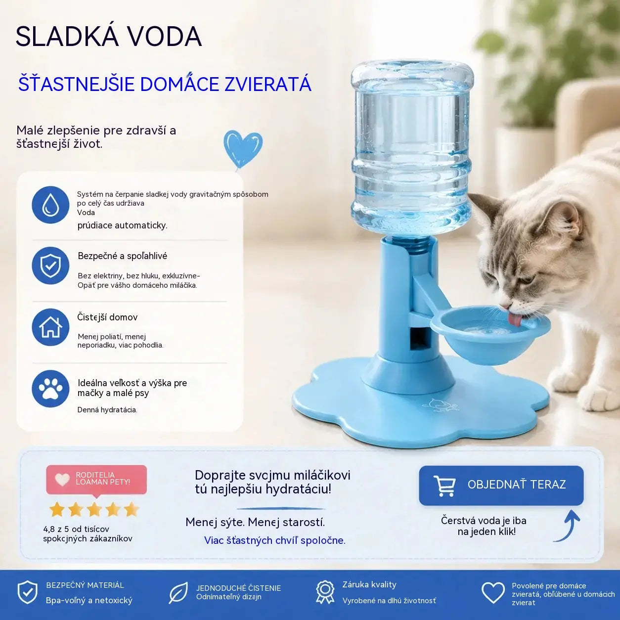 🐾 Automatický dávkovač vody pre domáce zvieratá – samonapĺňanie pomocou gravitácie; miska na vodu pre psov a mačky