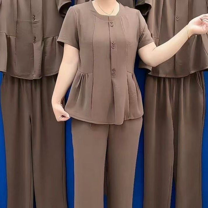 😍🌹【Top + nohavice】 (M–4XL) Každodenný a pohodlný set, tvarujúci a štýlový, vo veľkých veľkostiach, moderný.