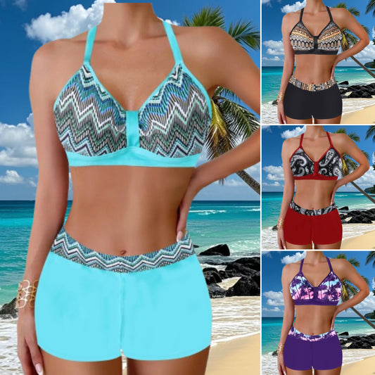 🏖️👙【Ofertă mare】🌴【S-5XL】Set de costume de baie imprimat vacanță pe plajă 2025