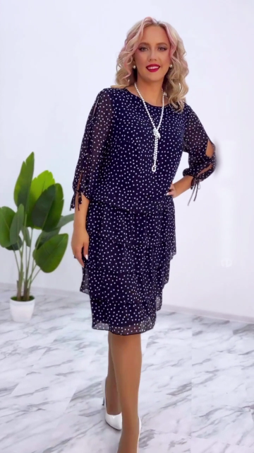 🥰【S-5XL】Nové elegantné bodkované voľné šifónové šaty z roku 2026, módne a pohodlné