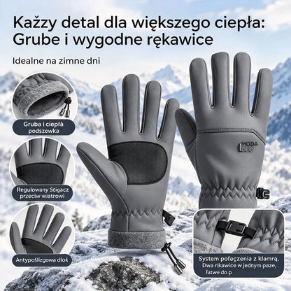 🧤 Zimowe rękawice męskie, wiatro- i wodoodporne, podszyte pluszem, z funkcją ekranu dotykowego, antypoślizgowa dłoń, idealne do jazdy na rowerze, narciarstwa i wędrówek