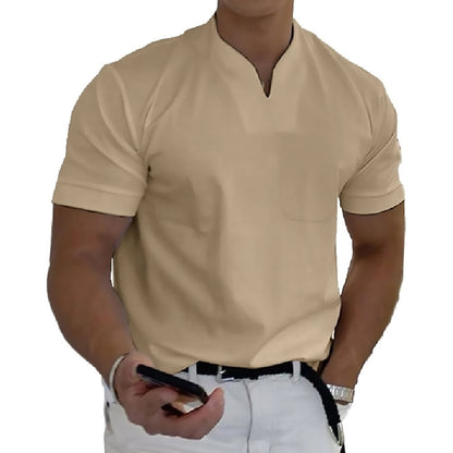 🔥✨【S-5XL】Primăvara 2025 Moda bărbați Respirabil Confort Fitness Tricouri sport de marime mari, tricouri polo cu decolteu în V