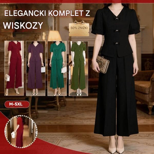 🌸【M-5XL】🔥【Koszulka + Szerokie spodnie】Modny komplet z jedwabiu lodowego 2026