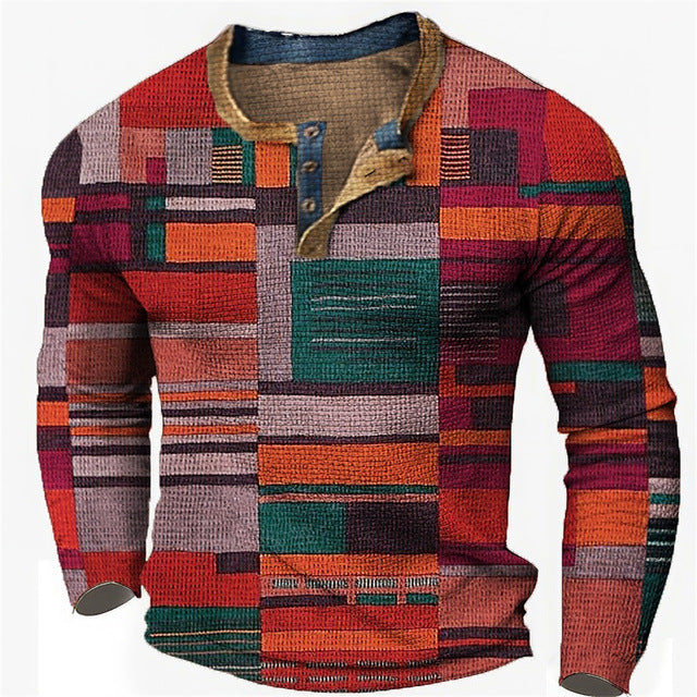 ✨👔50% de descuento en polos estampados de manga larga para hombre [S-4XL]