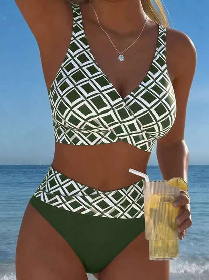 👙【S-3XL】Modny i seksowny damski dwuczęściowy kostium kąpielowy z nadrukiem na wakacje na plaży