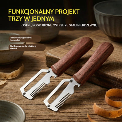 ✅Kup 1, weź 1 za darmo (2 sztuki) 🧅🔪 Wielofunkcyjna obieraczka kuchenna 3 w 1: Obiera, tnie i otwiera butelki! 🔥