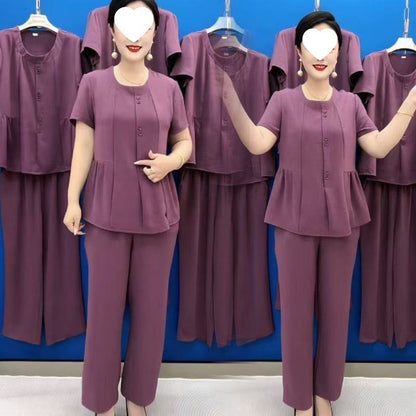 😍🌹【Top + nohavice】 (M–4XL) Každodenný a pohodlný set, tvarujúci a štýlový, vo veľkých veľkostiach, moderný.