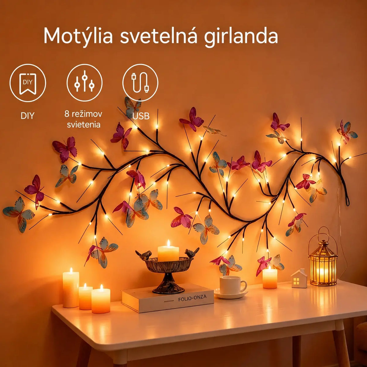 ✨ Flexibilné LED osvetlenie viniča s motýľmi – Vyzdobte si domov magickou a teplou atmosférou 🦋💡