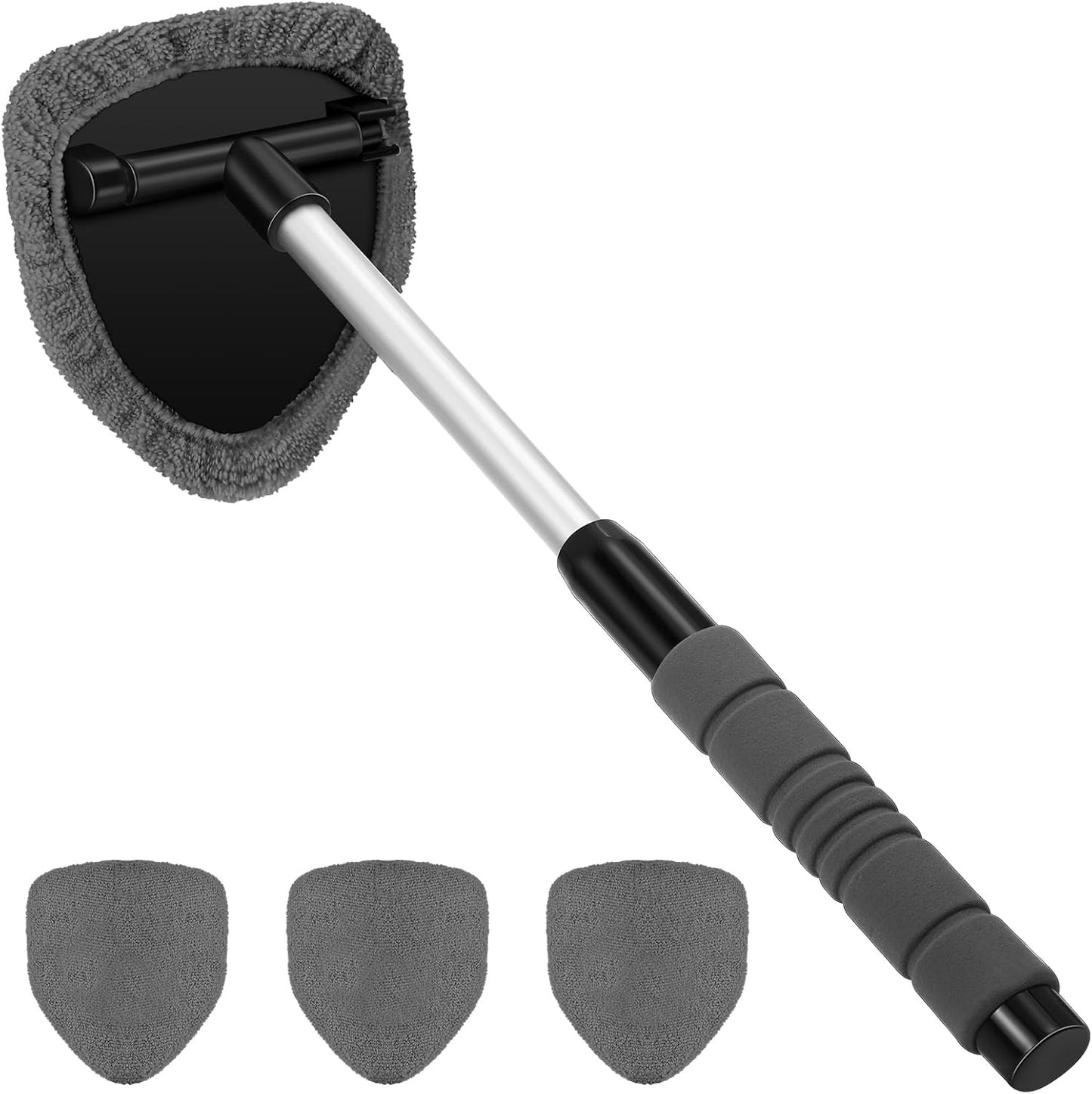 🎁【1 pieza de plástico triangular + 4 fundas de tela】Kit de limpieza de parabrisas de coche - extensible y giratorio 180°