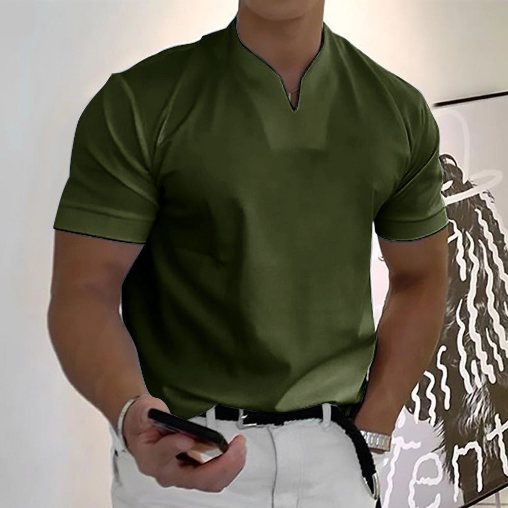 🔥✨【S-5XL】Primăvara 2025 Moda bărbați Respirabil Confort Fitness Tricouri sport de marime mari, tricouri polo cu decolteu în V