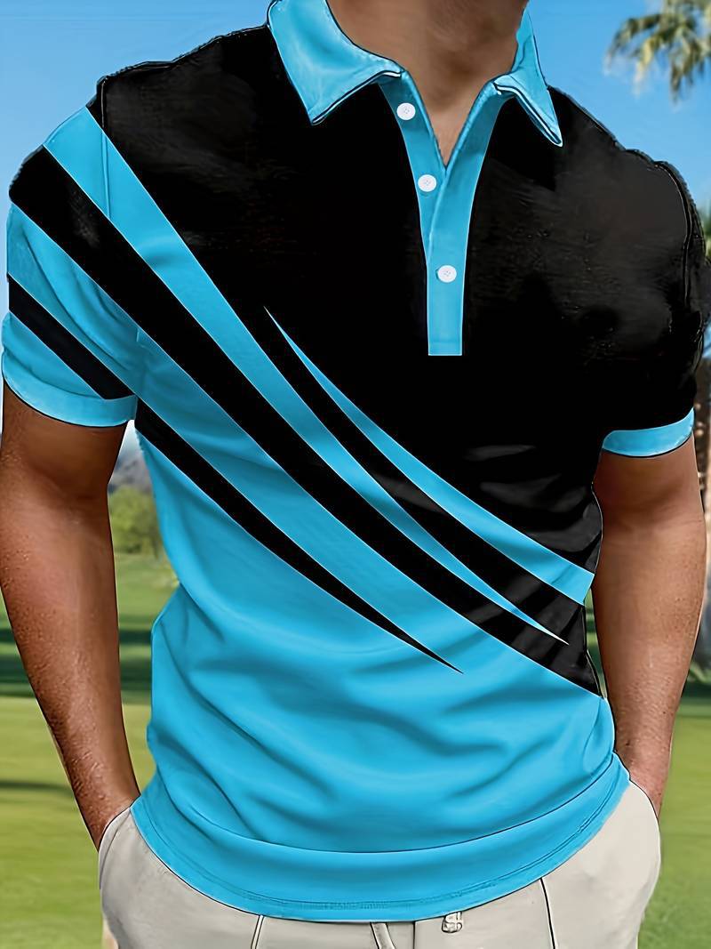 🔥 NOVÝ TREND! [S-6XL] Pánske slim fit polo tričko s 3D pruhmi | Základný ležérny štýl ⚡