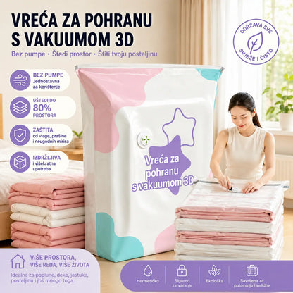 🧳【Set od 5 dijelova】💨 Velika, stlačiva vakuumska vrećica za pohranu: nije potrebna pumpa, nepropusna je i idealna za uštedu prostora u koferima i kod kuće ✈️