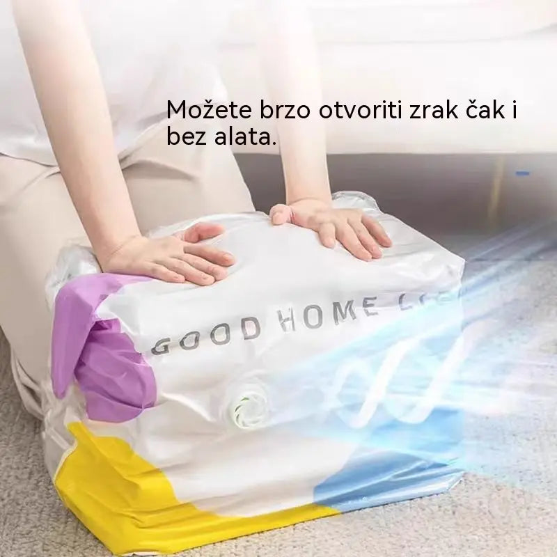 🧳【Set od 5 dijelova】💨 Velika, stlačiva vakuumska vrećica za pohranu: nije potrebna pumpa, nepropusna je i idealna za uštedu prostora u koferima i kod kuće ✈️
