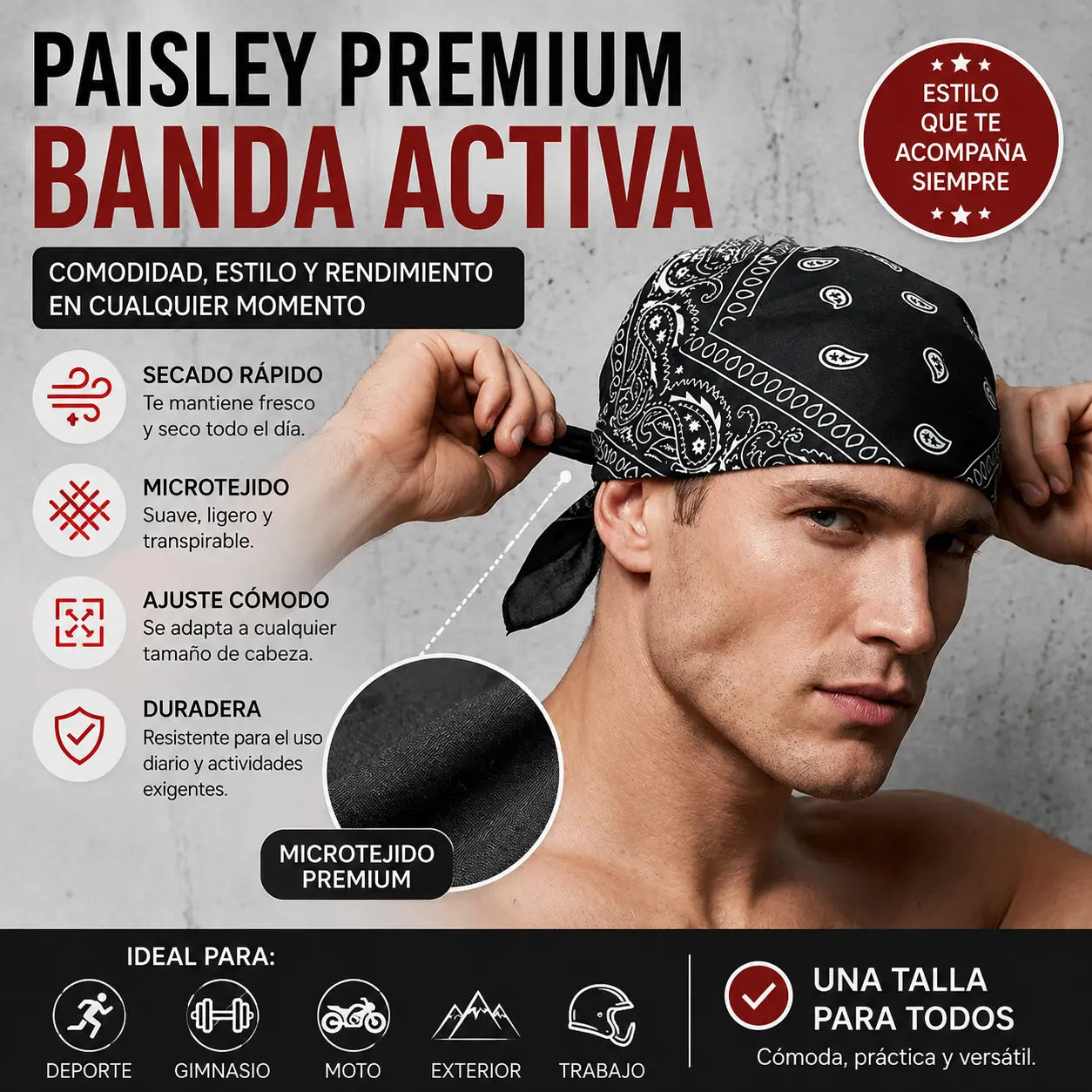 🔥✨【Compra 3 y llévate 3 gratis, set de 6 piezas】Diademas clásicas para motociclistas y atletas